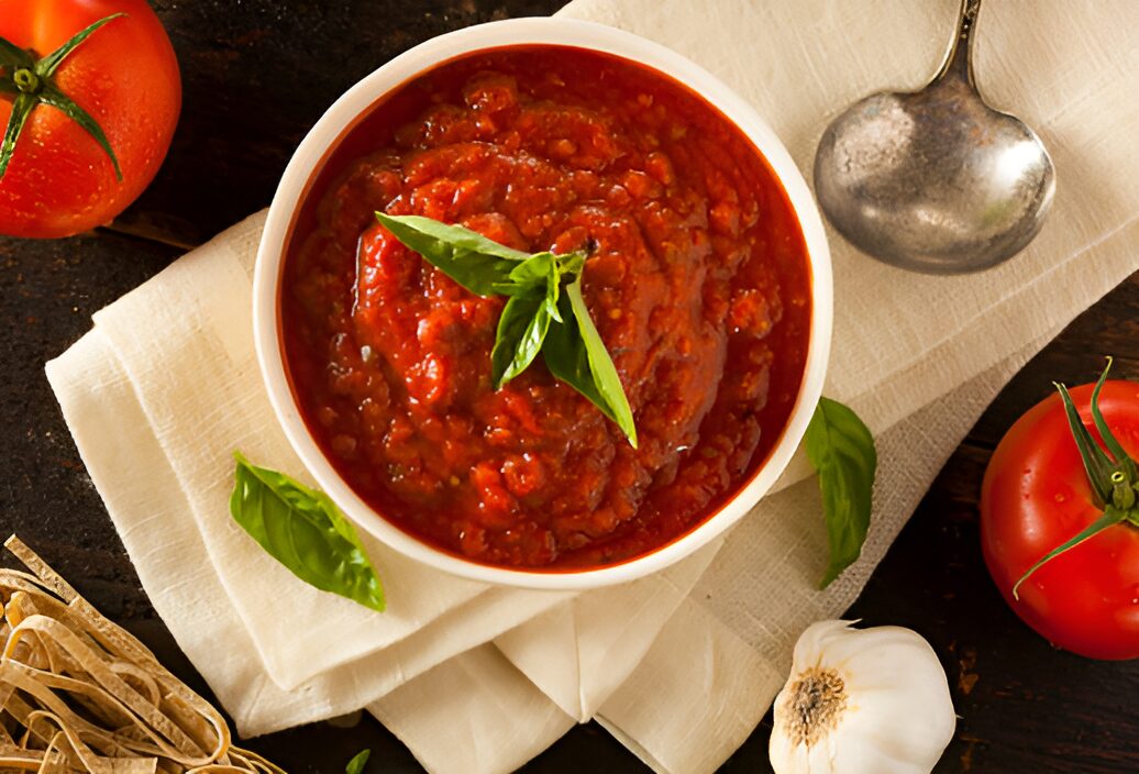Rich red sauce in a bowl